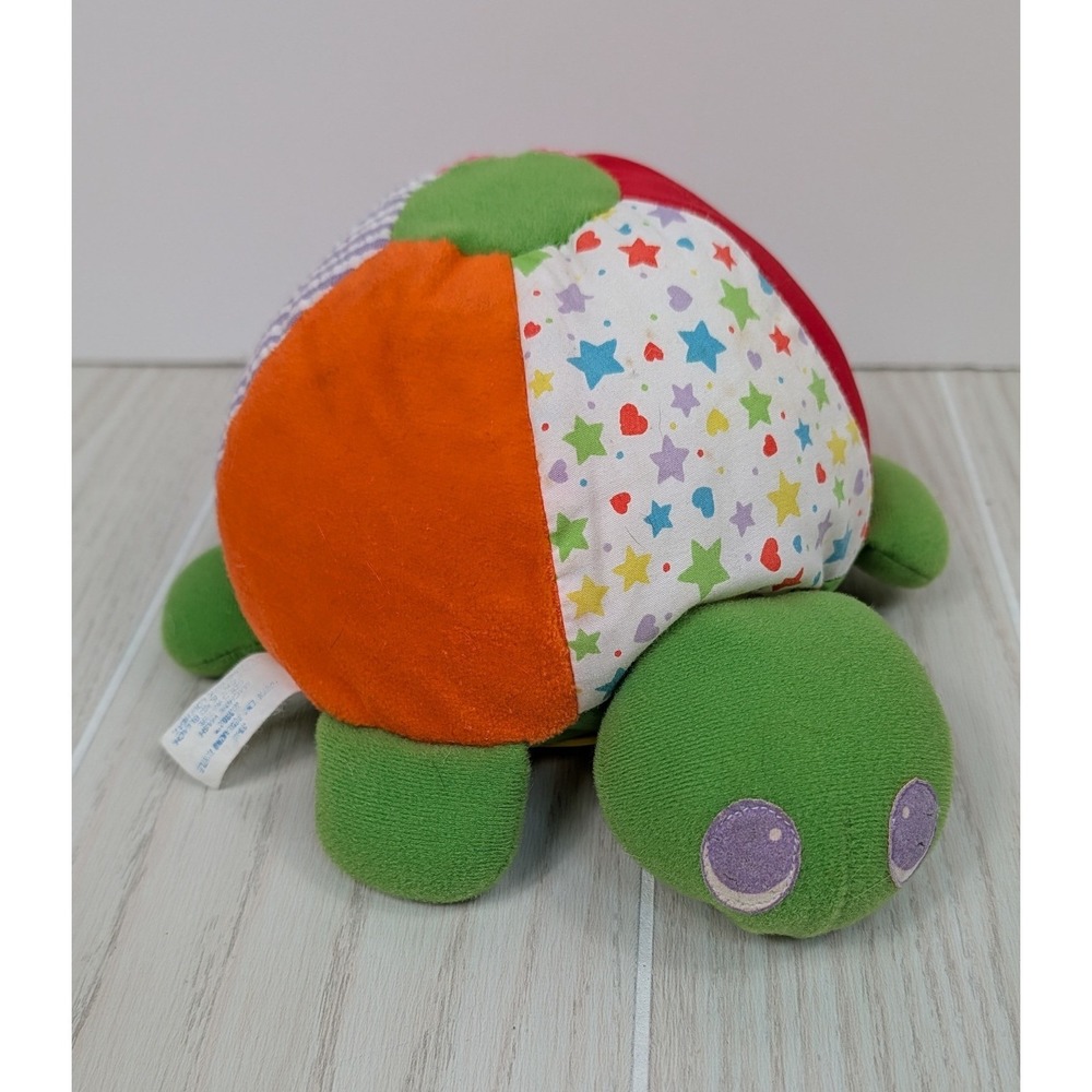 Playskool vintage Plush Touch Ems Turtle Baby Toy Multicolor Patchwork Mirror